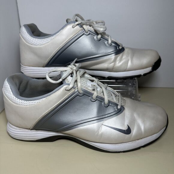 NIKE Golf Women's LUNAR SADDLE Golf Shoes Spikes White Gray Size 10 - Picture 1 of 10